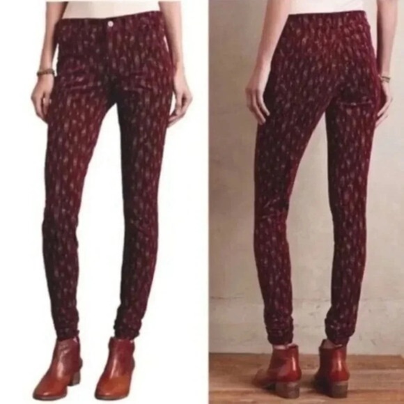 Anthropologie Pilcro & the Letterpress Printed Serif Skinny Corduroy Pants 28 - Picture 1 of 7